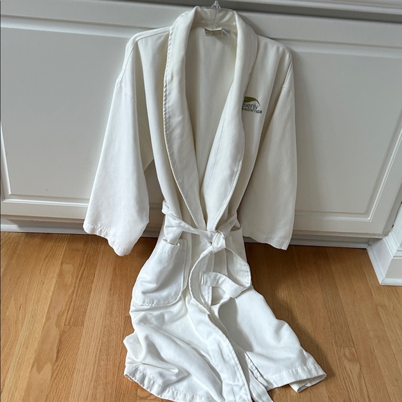 Monarch Other - White Microfiber Spa Bathrobe with Embroidered Logo